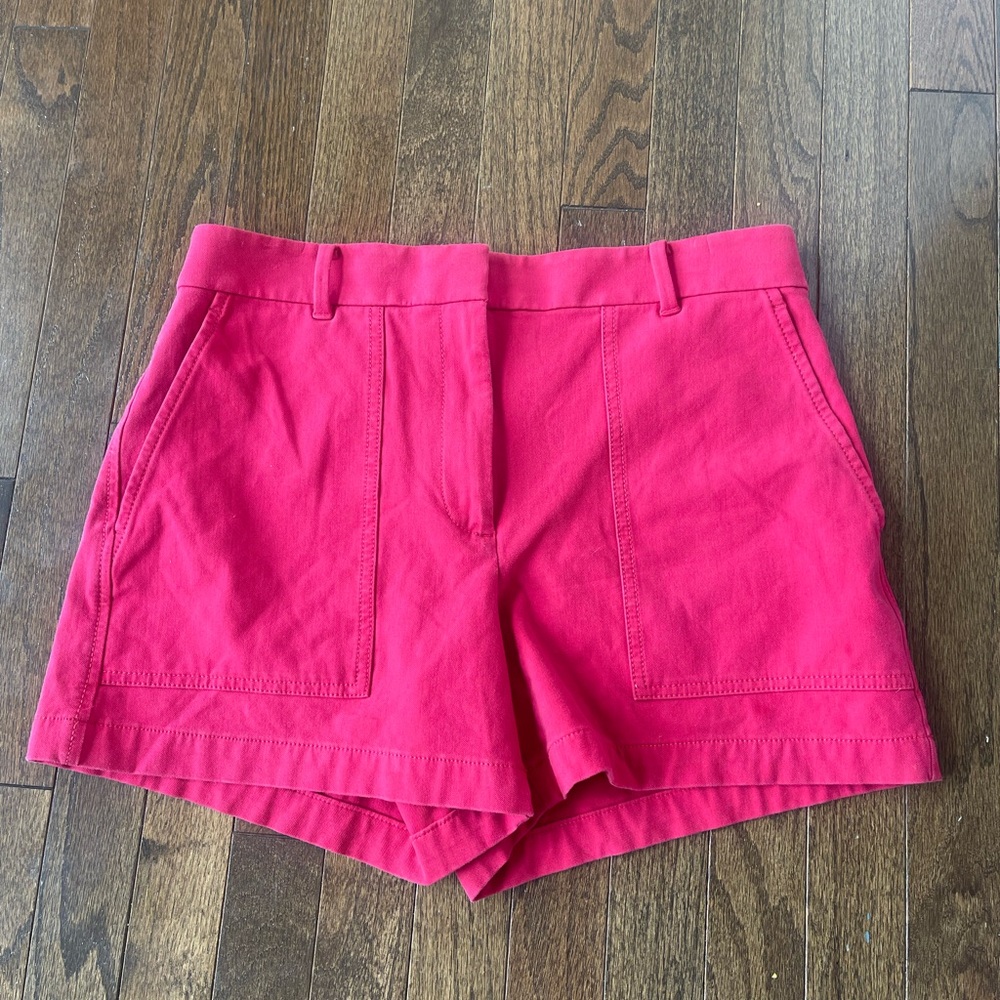 Ann Taylor Bright Pink High Waist Patch-Pocket Shorts